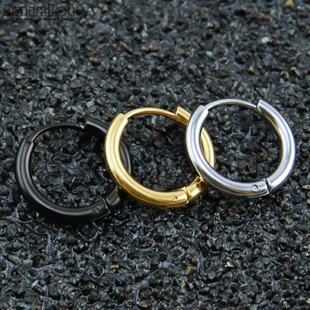 Punk Gold Stainless Steel Hoop Earrings Huggie Simple Style Gd Punk Gold Stainless Steel Hoop Earrings Huggie Simple Style Gd Earring Circle Fashion For
