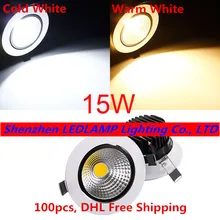 15 Вт светодиодный COB светильник Встраиваемый светодиодный направленный свет затемняемое отверстие для резки 90 мм COB светодиодный светильник AC85-265V теплый/холодный белый