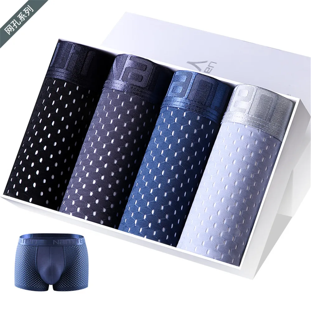 4PCS/Pack Brand Men's Ice Silk Breathable Underwear High Quality Men Underwear Modal Boxers Summer Thin Comfortable Trunk Shorts