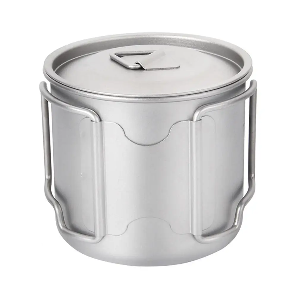 

2018 Titanium Cup New Titanium Bottle Outdoor Camping Titanium Bowl Portable Picnic Water Cup Mug with Foldable Handle