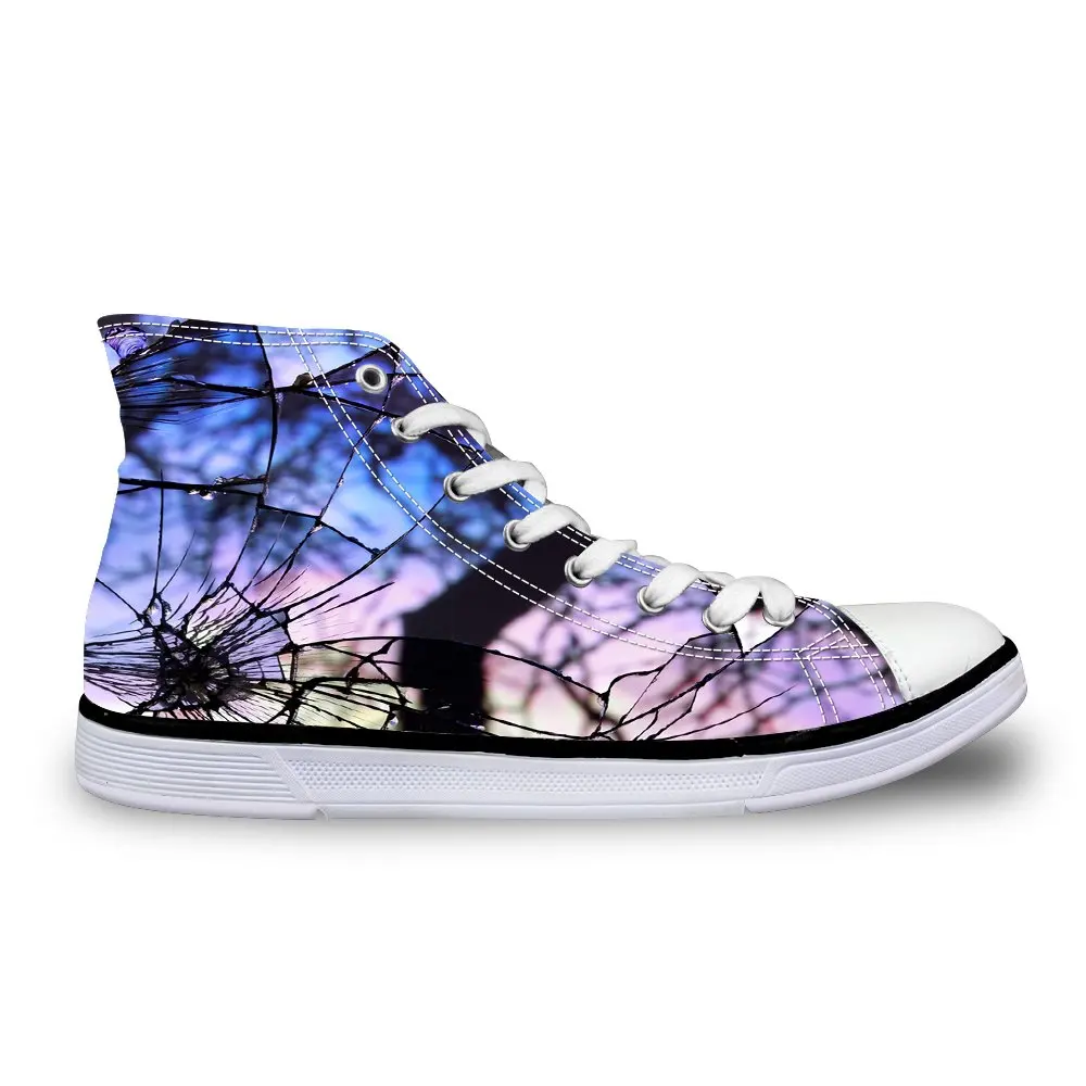 

WHEREISART Awesome Comfort Flat High Top Loafers Sneakers Lace Up Canvas Shoes for Women and Men Purple