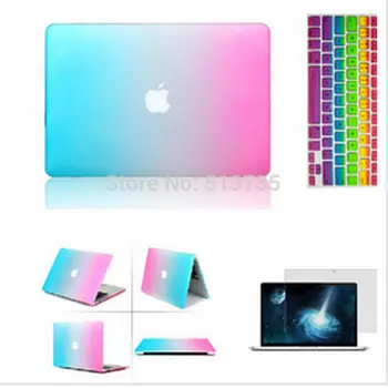 

Laptop 3 in 1 Rainbow Matt Case Cover+ Silicone Keyboard Cover+Screen Protector For Apple Mac Book Pro 11''/12"/13'/15 NO logo