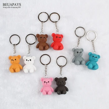 

100pcs Figurines Miniatures Wool Bear Party Favors Keyboard Creative Hanger diy gift Cartoon key chain Accessories PVC Crafts