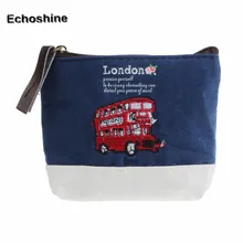 2016 new brand London Bus Embroidered Admission Package Canvas Coin Purse Hand Bag gift free shipping &wholesale