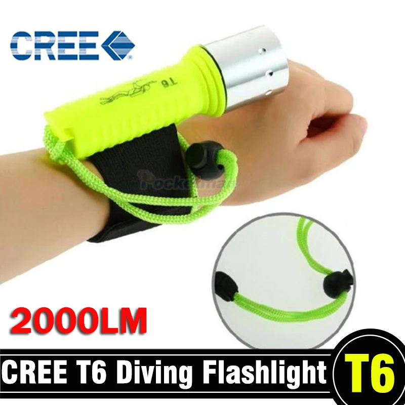 2000LM Diving Flashlight CREE T6 LED Underwater Scuba Dive Torch Waterproof Flash Light Lamp for Diving