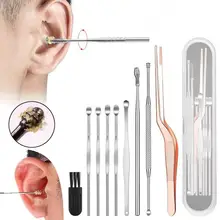 9Pcs Ear Wax Pickers Professional Stainless Steel Spiral Ear Pick Spoon Earwax Removal Cleaner Curette with Box