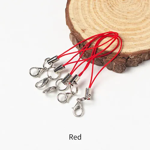 100 шт цветные двойные круглые застежки-карабины, ремешок, шнур для сотового телефона, мобильные ремни, рукоделие, подвеска, материалы ручной работы - Цвет: Red