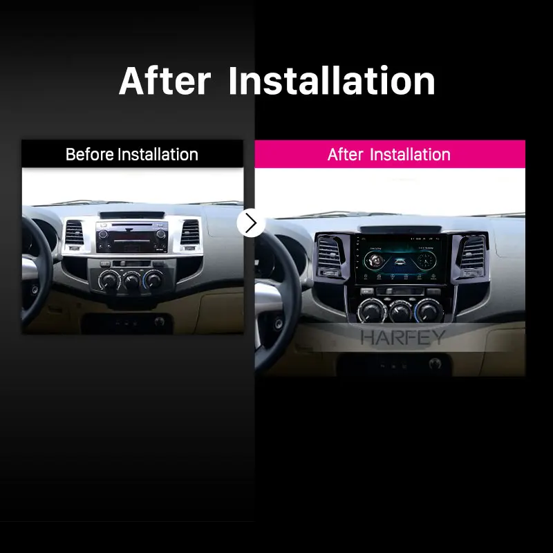 Sale Harfey 9 inch Android 8.1 Radio for 2008-2014 Toyota Fortuner/Hilux Manual A/C Left Hand Driving Car GPS support Carplay 2din 5
