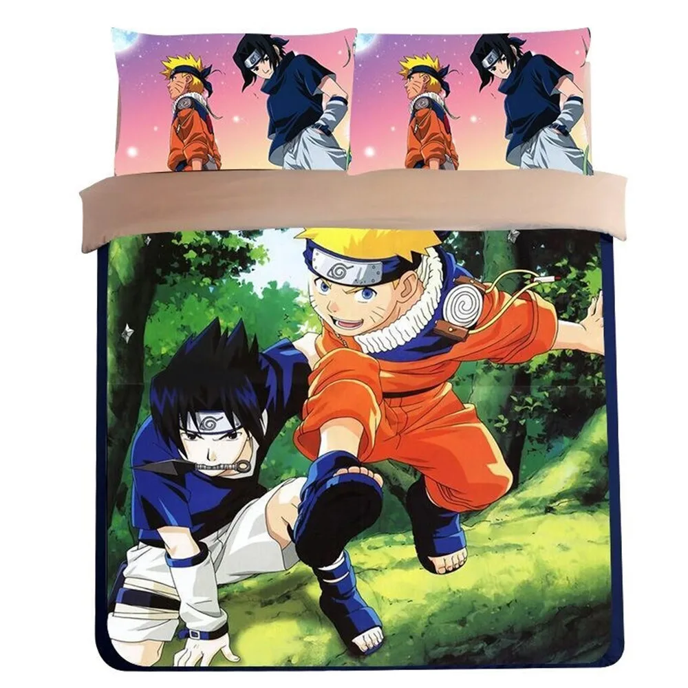 

Japanese style Anime One Piece naruto Totoro Bedding sets printed kids boys gift Twin Full Queen King Duvet Cover bed flat sheet