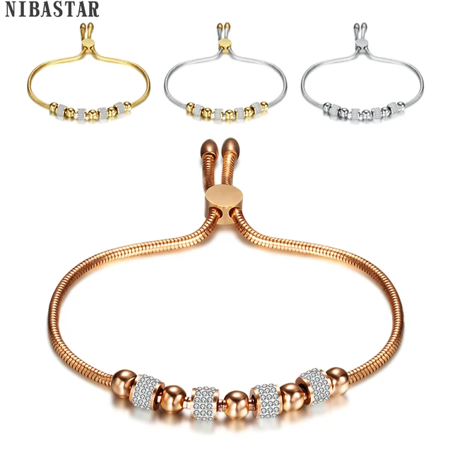 Nuovo Acciaio inossidabile Bracciali Regolabili per le Donne Crsytal Oro/Argento Nuovo Acciaio inossidabile Bracciali Regolabili per le Donne Crsytal Oro/Argento