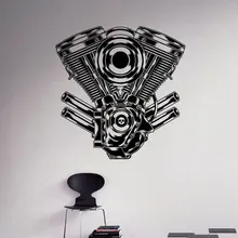 Engine Motor Auto Machine Wall Sticker Vinyl Garage Car Service Decals Interior Room Decor Removable Murals Wallpaper A209 burning motors engine pistons vinyl wall sticker home decor garage auto service car decals removable interior murals a207