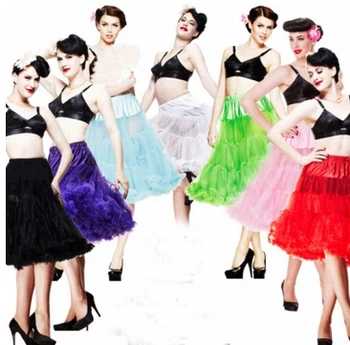 

free shipping 65cm soft fabric Long Petticoat Rockabilly Swing Pettiskirt Tulle Slip 50s Retro size s-2xl