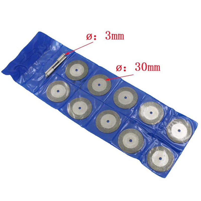 Dongcheng 10 шт./компл. 30 мм Мини алмазной пилы серебро режущие диски с 2 подключения хвостовиком для Dremel дрель Fit роторный инструмент