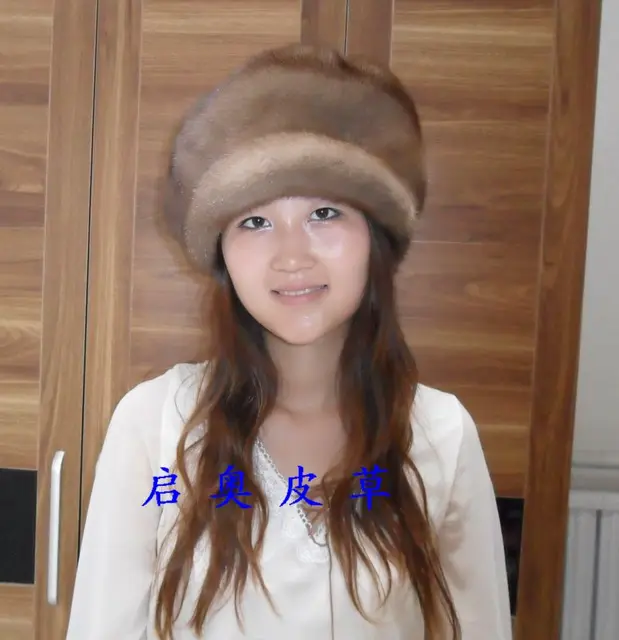 Cheap Hot-selling fashion Women marten hat women's mink hat big hat earmuff