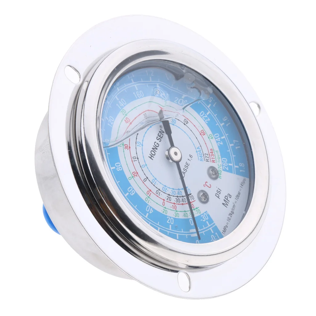Liquid Filled Pressure Gauge For Water Oil Hydraulic Refrigerant 1.8MPa, Clear and fast reading, dual scale: PSI / MPa