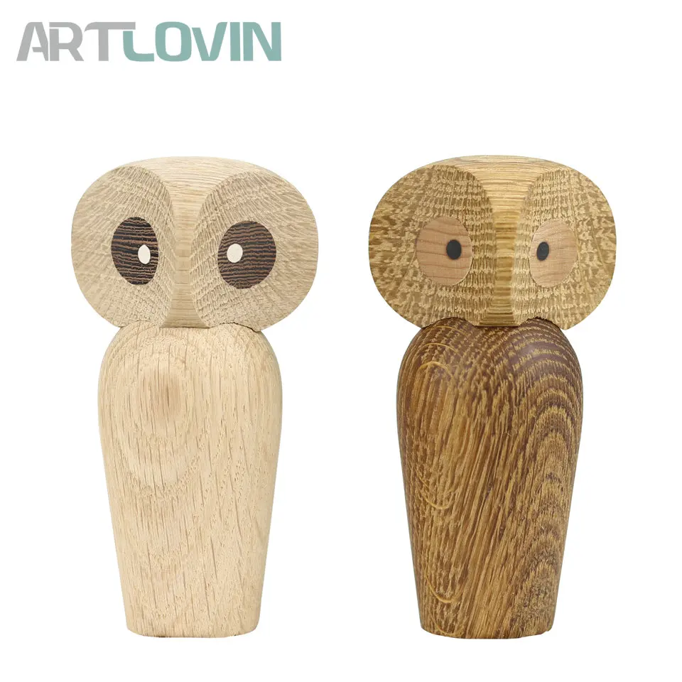 

New Arrivals Nordic Denmark Solid Wooden Owl Ornament Home Decoration Figurines Mascot Creative Wood Puppet kids Room Decor