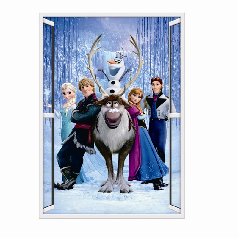 Мультфильм Олаф Sven Kristoff Hans Prince Anna Elsa Princess 3d наклейки на стены окна украшение дома замороженная роспись искусство детская переводная бумага