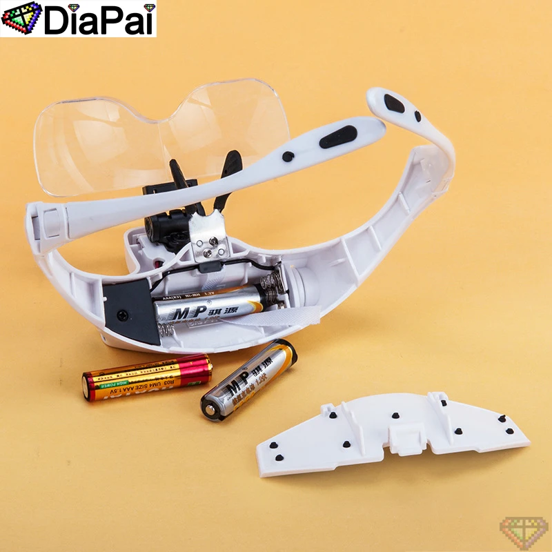 Diamond Painting Accessories DIAPAI Diamond Painting Embroidery 1.0X 1.5X 2.0X 2.5X 3.5X Adjustable 5 Lens Loupe LED Light Headband Magnifier Glass With Lamp