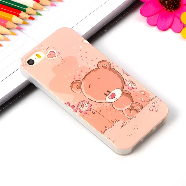 For iphone SE Cartoon Pattern Rubber TPU Soft Case For Apple iphone 5