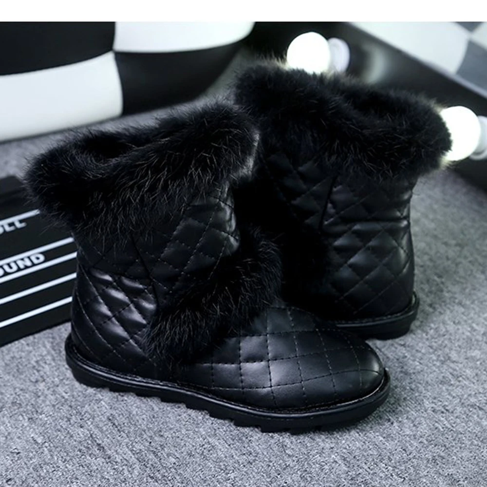 Negro Moda De 2018 Mujeres Fuzzy Invierno Mujer Nieve white Blanco Black Cuero Botas Zapatos Felpa Calientes Caliente Faux Zwffq75