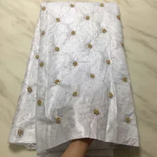 Белый Базен riche ткань с бисером и камнями высокого качества из жаккардовой парчи в африканском стиле по Заводской Цене кружевная ткань 5 ярдов/партия