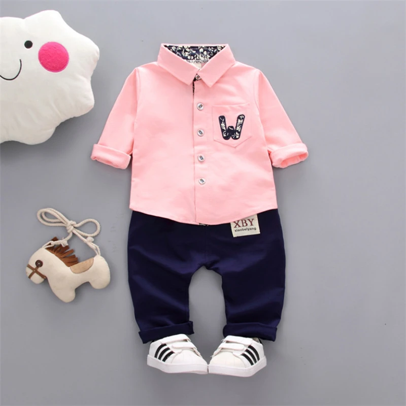 

Retail Children's Clothing T-shirt & Striped Bottom Boy's Set Fall Baby Boy 2 Pieces Sets