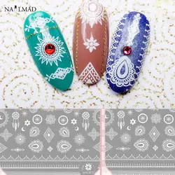 1 лист nailmad Пейсли 3D Дизайн ногтей Наклейки Ловец снов ногтей Стикеры Мандара ногтей Наклейки Moon Кружево ногтей наклейки