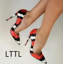 Schlangenhaut Muster Frauen Schuhe LTTL High Heels Geprägtem Leder Frauen Pumpt Spitz Sexy Damen Stöckelschuhe 12 cm Zapatos