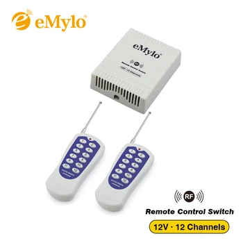 

eMylo DC 12V 12-Channels Relay Smart Switch Wireless RF Remote Control Switch, Light Switch 433Mhz 2X White&Blue Transmitter