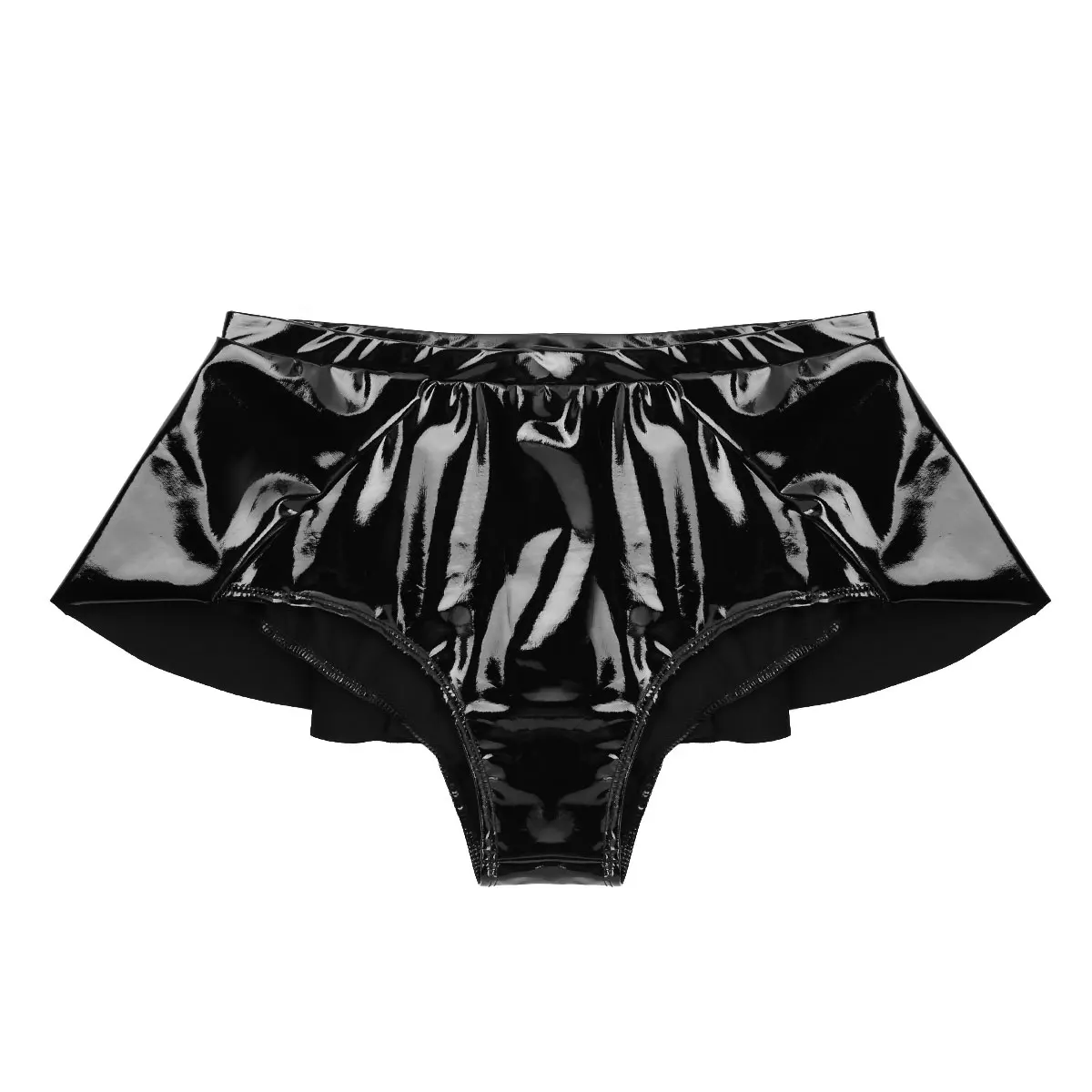 Женские лакированные шорты Wet Look открытые спереди мини с высокой талией вечерние