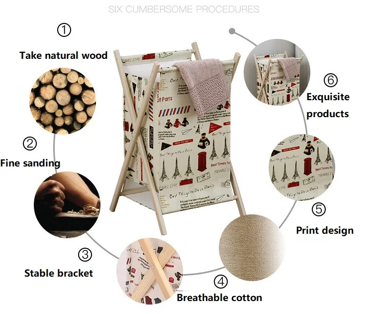 Деревянные прочные портативные корзины для белья большой емкости складная корзина для белья из плотного хлопка и льна детские игрушки корзина для грязной одежды