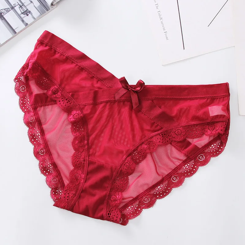 

Ultra-thin Sexy Women Underwear Panties Transparent Mesh Briefs Quick-drying Lady Knickers Solid Color Underpants 15