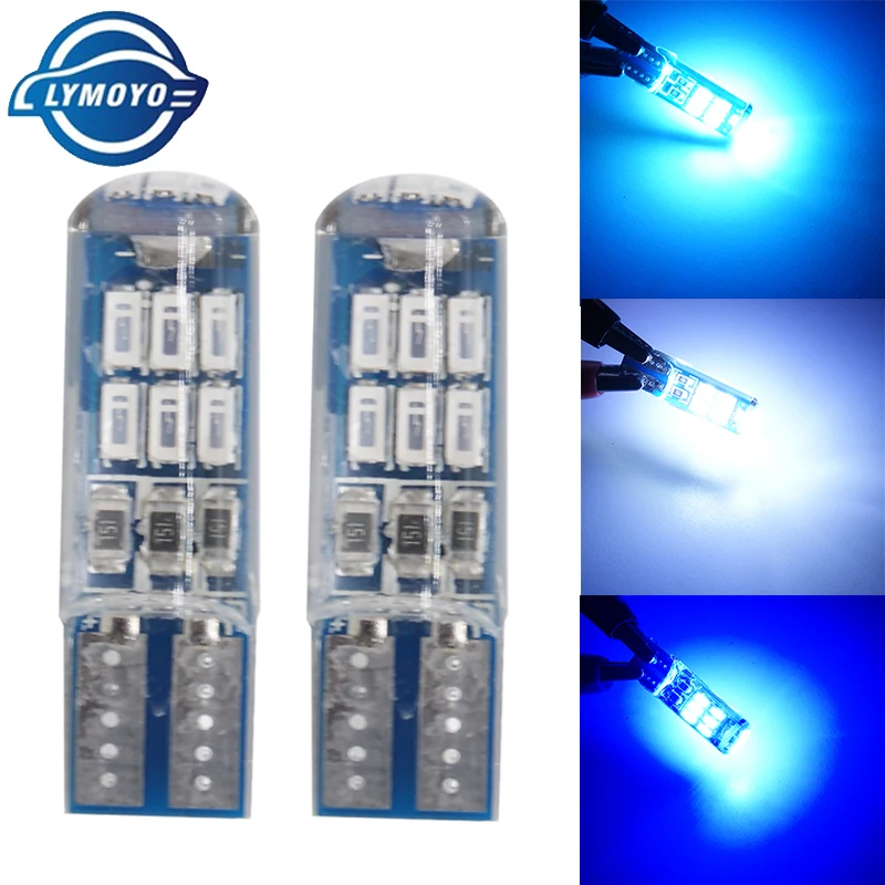 

2pcs Car LED T10 W5W led 194 168 Canbus 15SMD 4014 Cold White Silicone LED Light No Error Parking License Plate clearance lamp