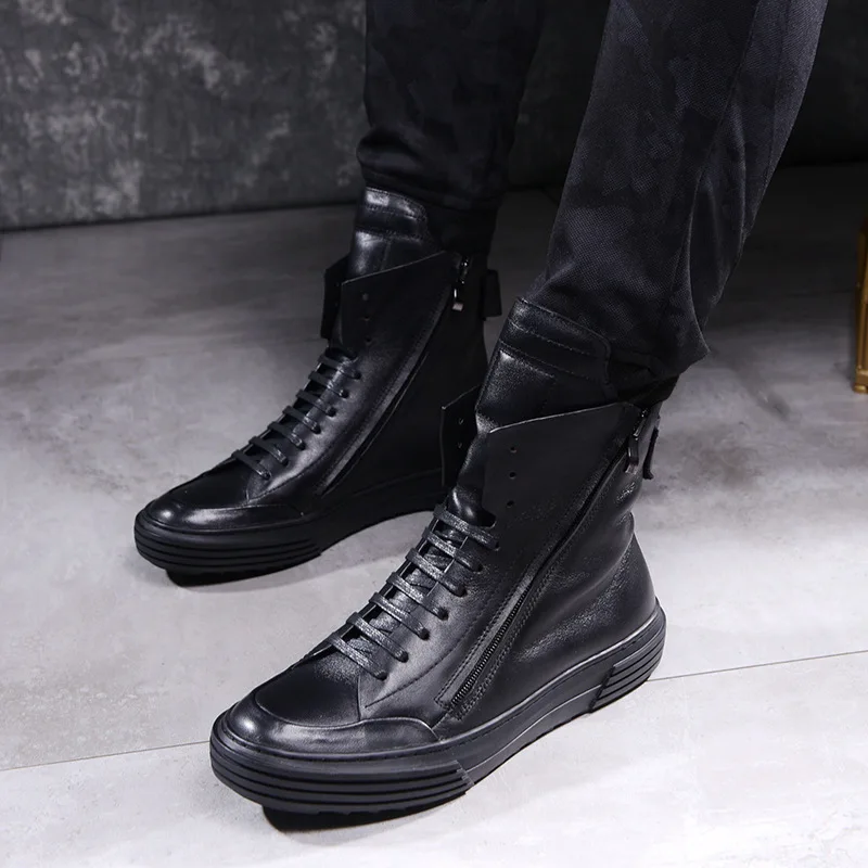 Мужские ботинки из натуральной кожи; сезон осень-зима; рабочие ботинки; горные ботинки; винтажные Ботильоны на молнии; мужские ботинки высокого качества