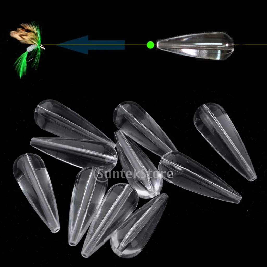 10pcs Acrylic Sinking Sbirolino Spirolino Bombarda Trout Pose Floats 3.5g
