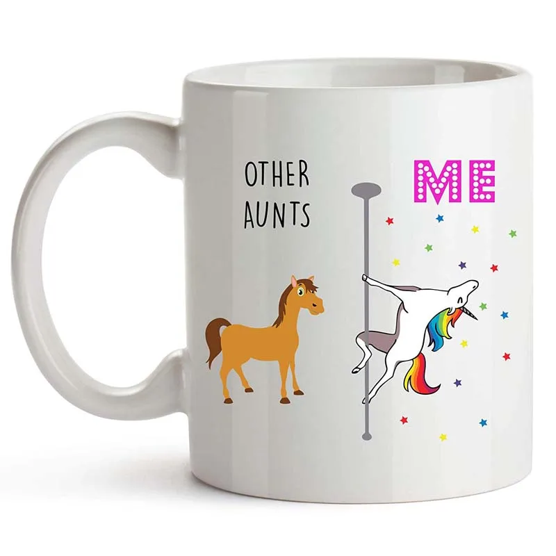 

Aunt Coffee Mug, 11 Ounces, Unicorn Mug, Auntie Cup from Niece and Nephew