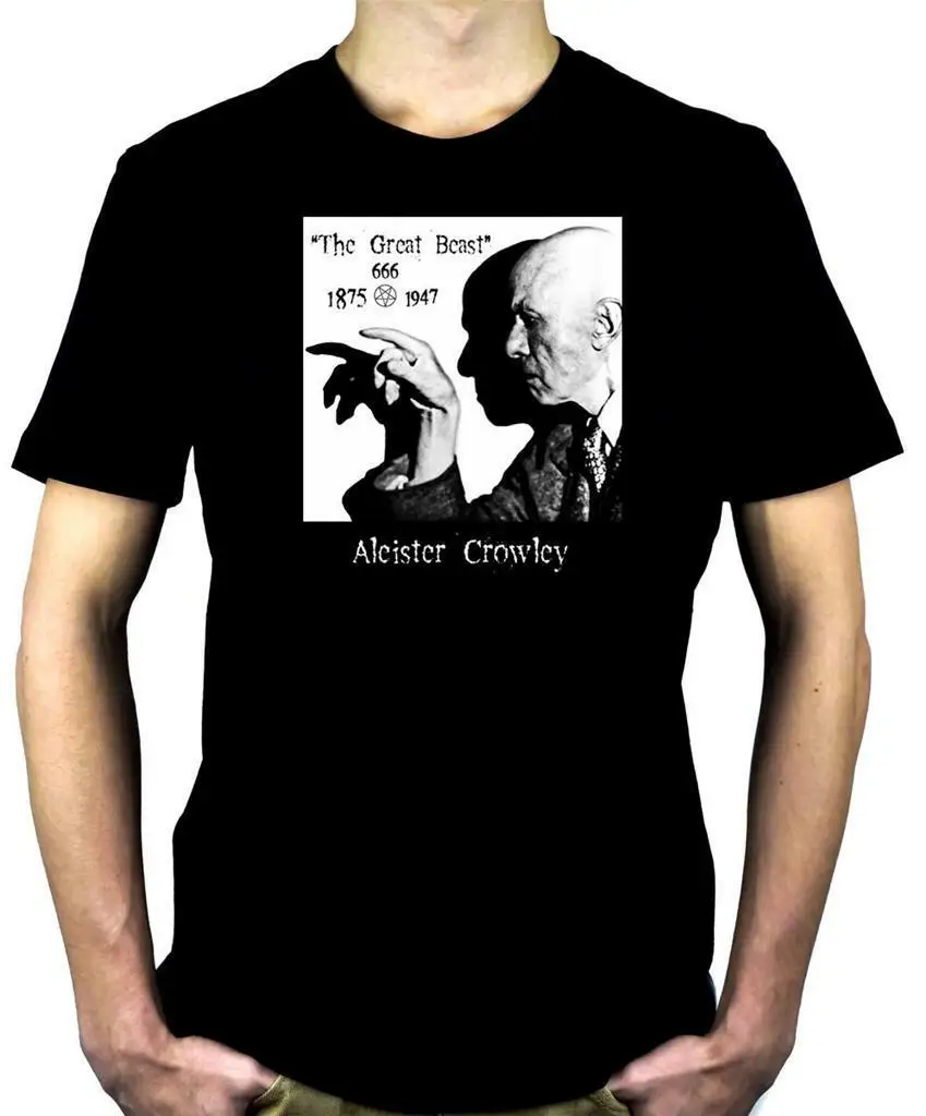 

Aleister Crowley Men's T Shirt The Great Beast 666 Occult Black Magician SatanCool Casual Unisex Fashion tshirt free shipping