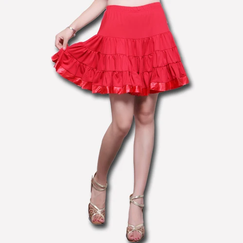Юбка для латинских танцев для взрослых женщин Румба Самба Танго Бальные латиноамериканские танцевальные платья для женщин сценический костюм юбка для выступлений - Цвет: Красный