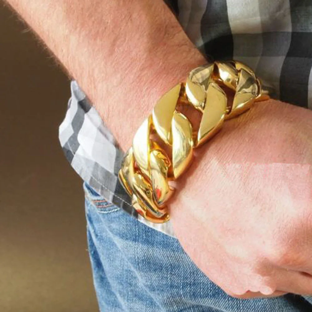 30 мм нержавеющая сталь для мужчин s негабаритных Тяжелая Снаряженная кубинская цепь браслеты Рэппер преувеличенные хип хоп мужчин браслет ювелирные изделия