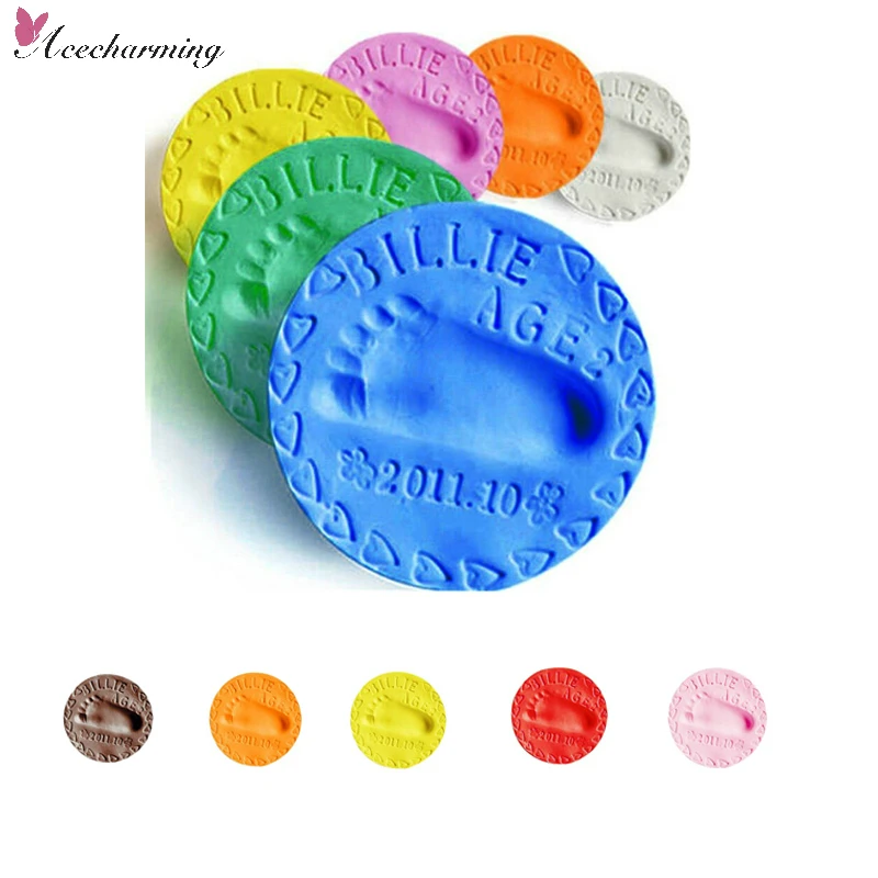 50g Baby Care Air Drying Soft Clay Baby Handprint Footprint Imprint Kit Casting Parent-child hand inkpad fingerprint 