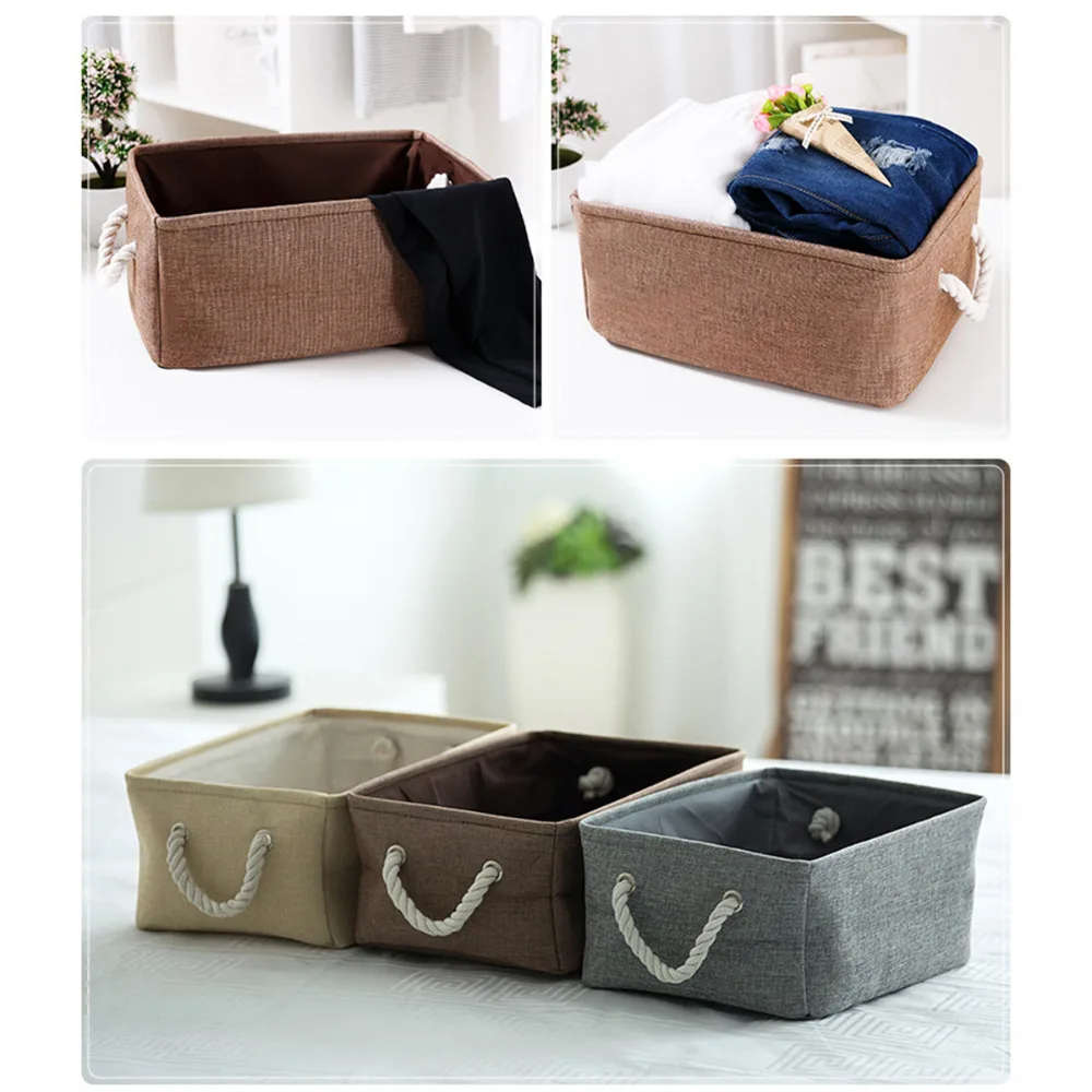 Buy New Foldable Linen Cotton Storage Basket Japanese Style Clothes Storage