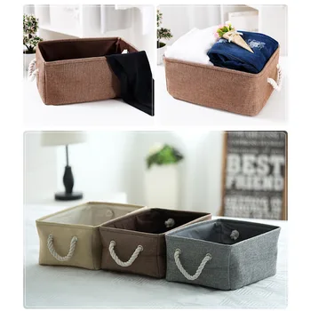 

New Foldable Linen Cotton Storage Basket Japanese Style Clothes Storage Laundry Basket Sundries Organizer Toy Home Storage Box