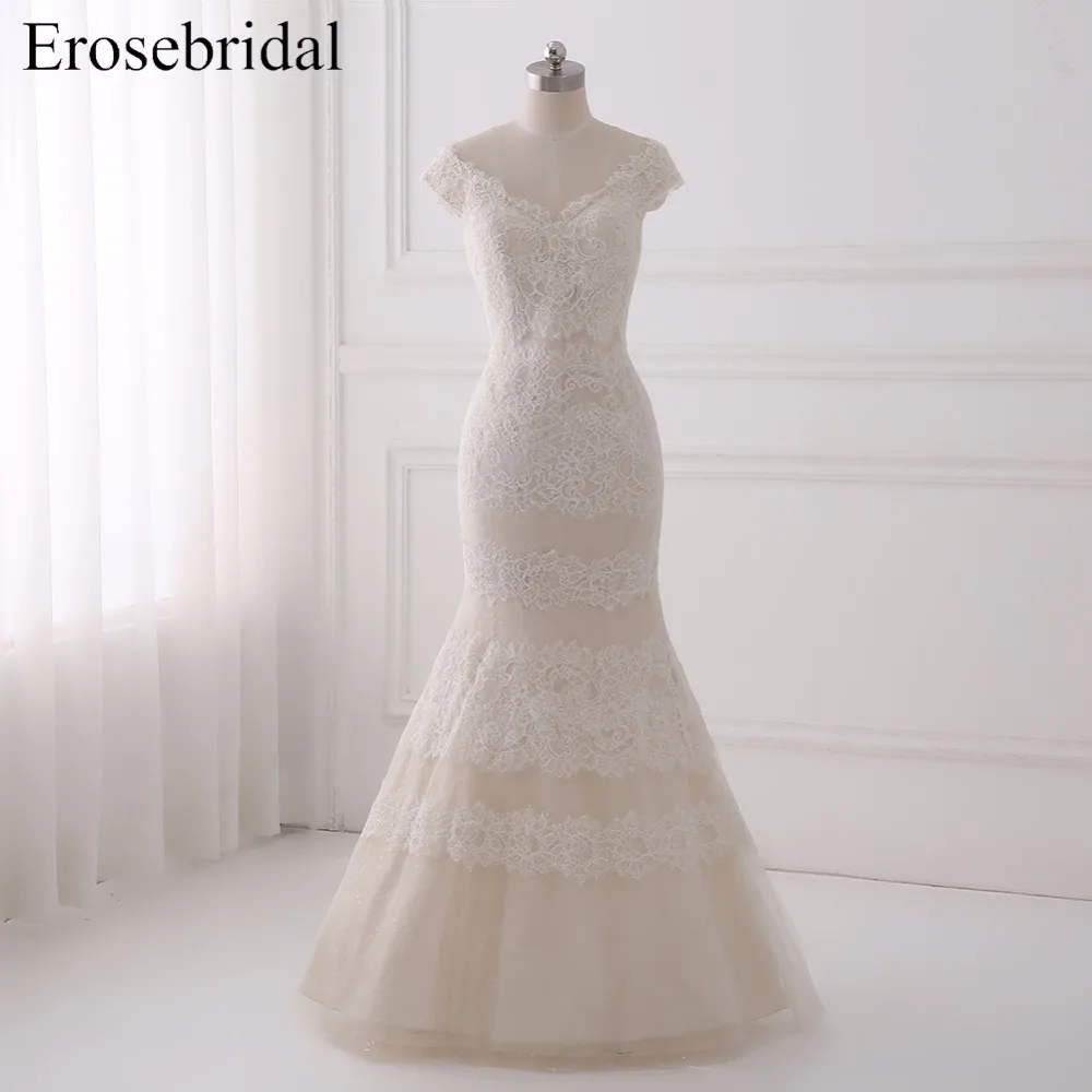 Женское платье Русалочка Erosebridal кружевное для свадьбы с коротким шлейфом модель