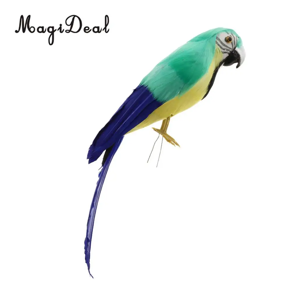 12'' / 30cm Decorative Feather Parrot Model Artificial Bird Statue Macaw Figurine Fancy Dress Props Garden Lwan Tree Decor