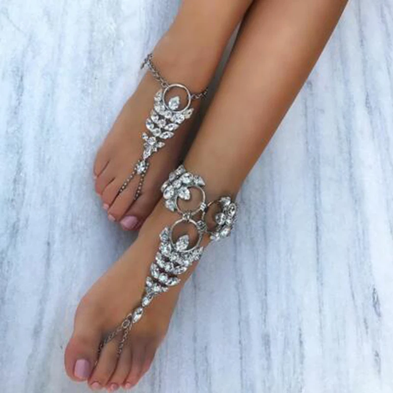 Лучшие женские сексуальные ножные браслеты с кристаллами в богемном стиле для женщин, хит лета, цепочка на ногу, массивные украшения для ног, браслеты на ногу в стиле бохо для женщин 4482