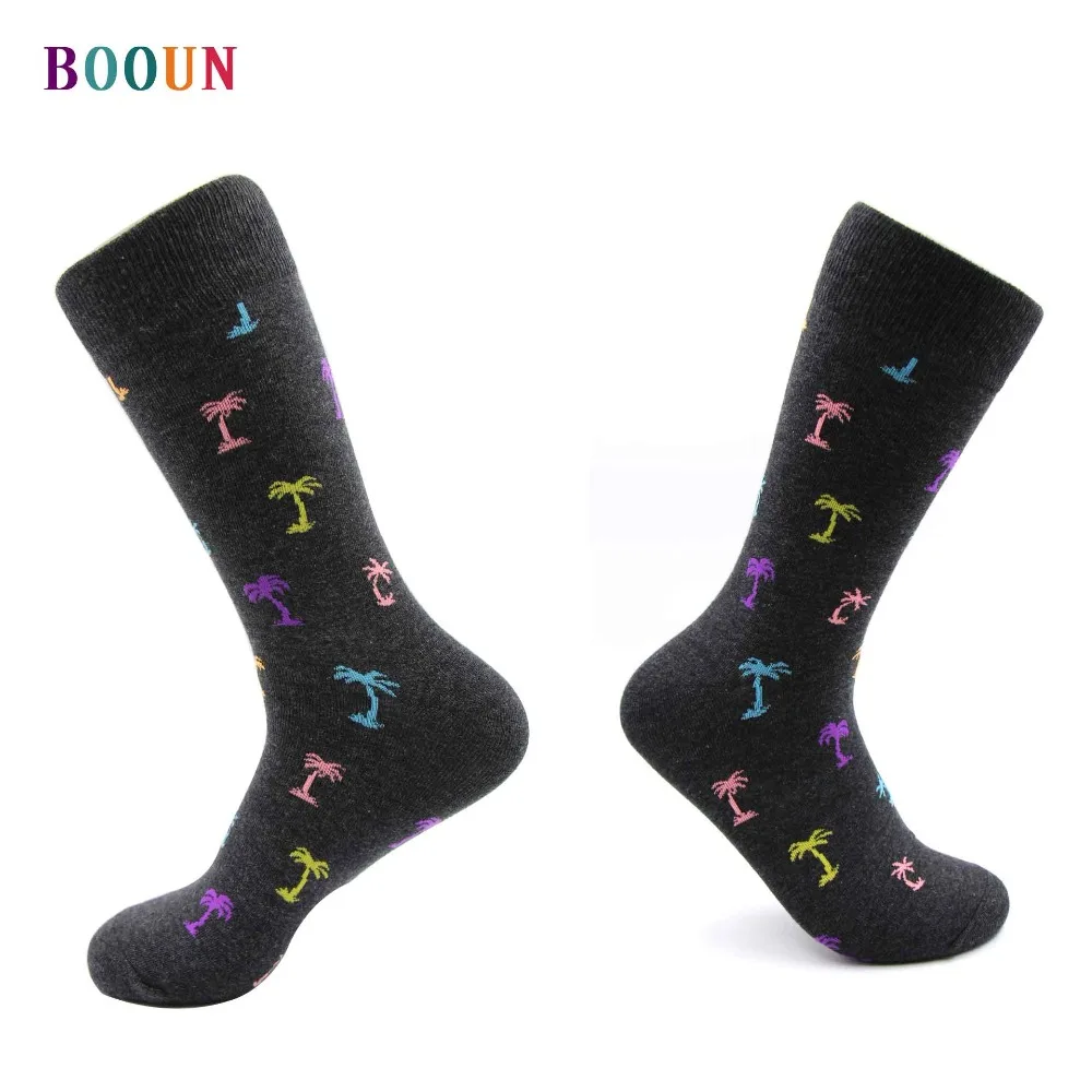 

Hip hop funny men's cotton socks small coconut tree pattern casual travel style novelty gift for