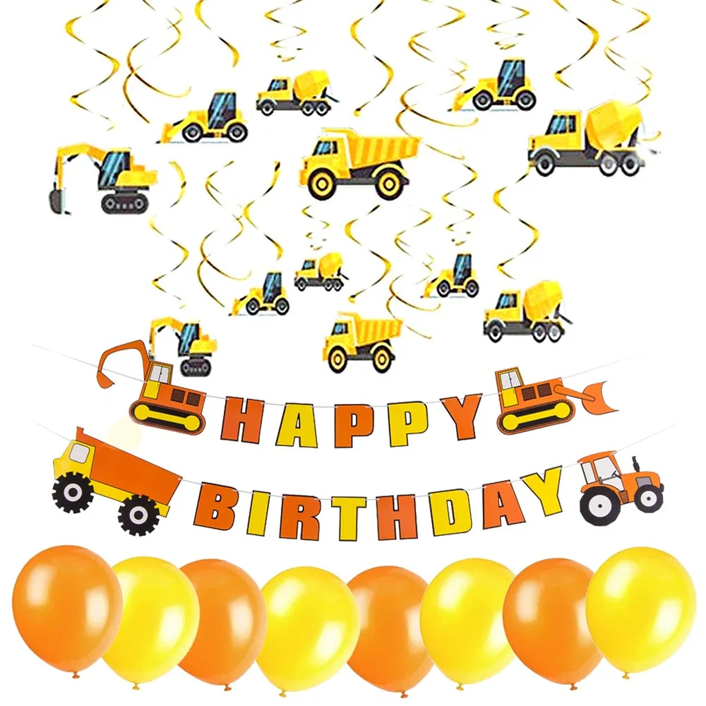 Construction Truck Kids Birthday Party Decoration Happy Birthday