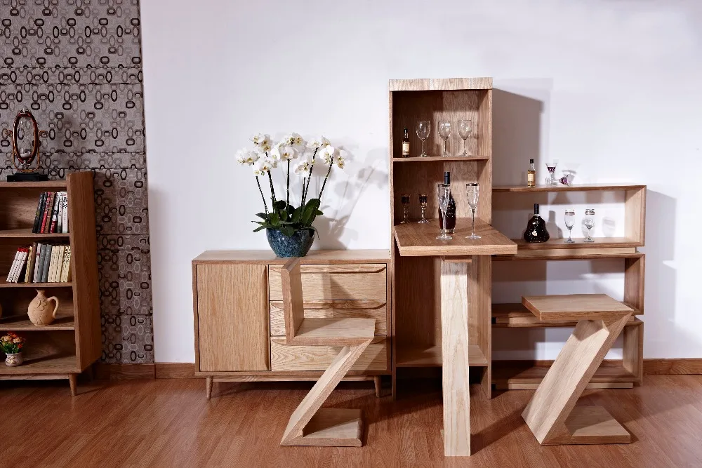 Alta calidad muebles de comedor barra de madera juego de madera bar mesa y silla