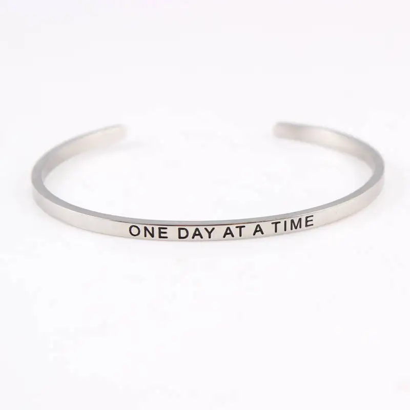 one day at a time with bell charm Necklace Bangle Earring Ankle Keyring