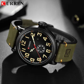 

Curren Watches Sport Watch Men Waterproof Pilot Quartz Analog Clock Date Male Leather Watch Men Military Top Brand Man Watches